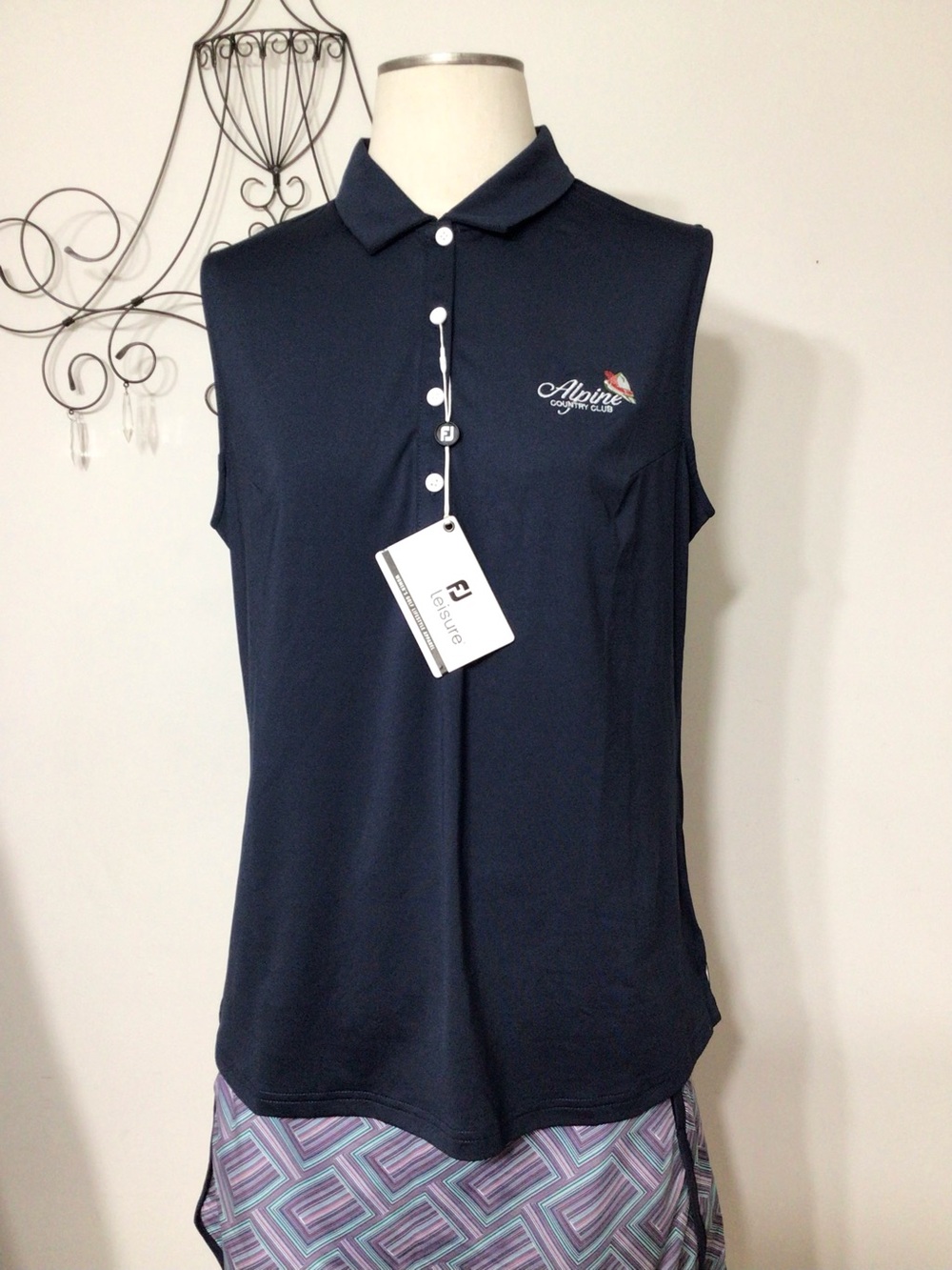 FootJoy Sleeveless Navy Golf Polo Top